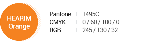NH Orange : Pantone(1495C), CMYK(0 / 60 / 100 / 0), RGB(245 / 130 / 32)