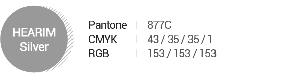 NH silver : Pantone(877C), CMYK(43 / 35 / 35 / 1), RGB(153 / 153 / 153)