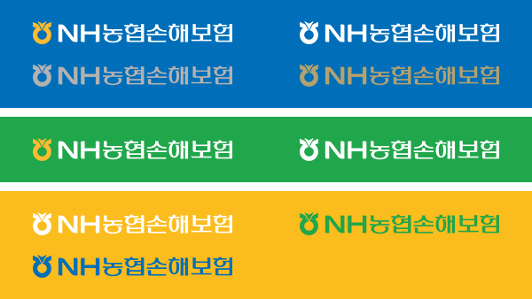 파랑색, 초록색, 노랑색 바탕색 적용 CI 